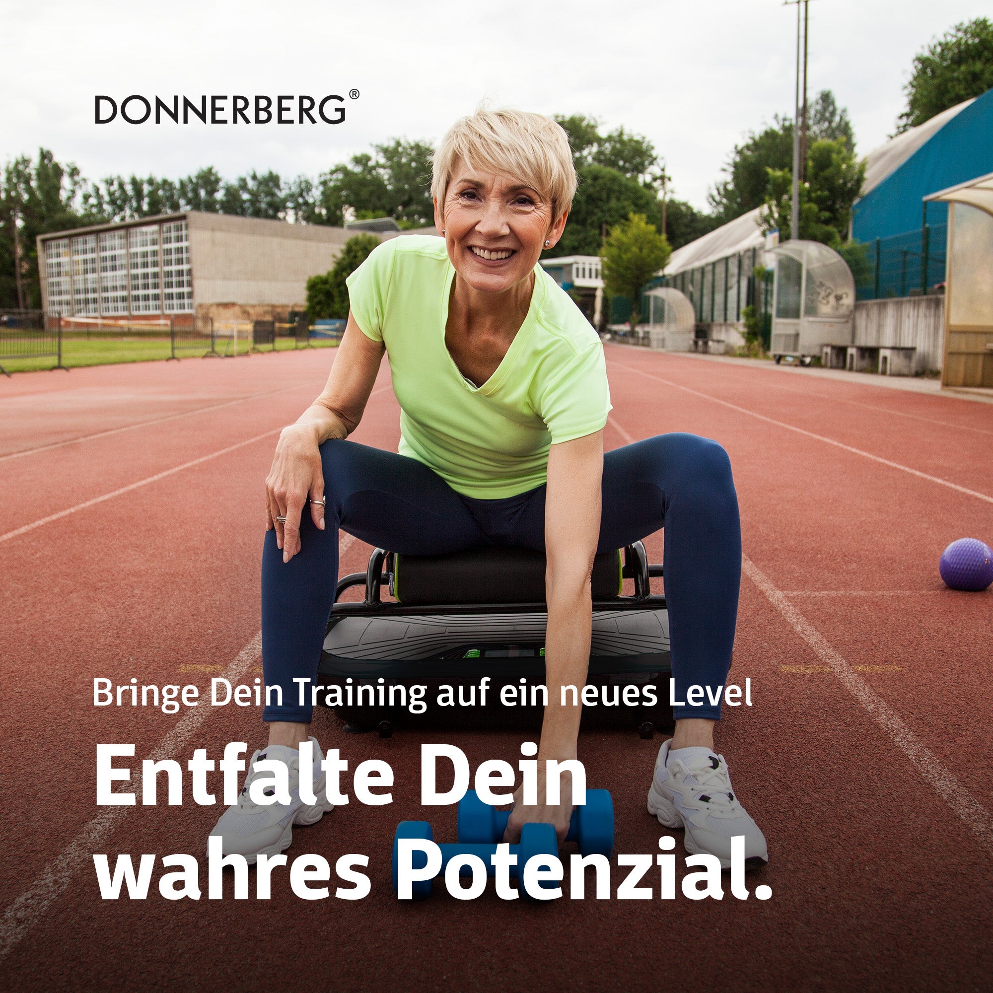 Woman doing exercises on Donnerberg vibration platform