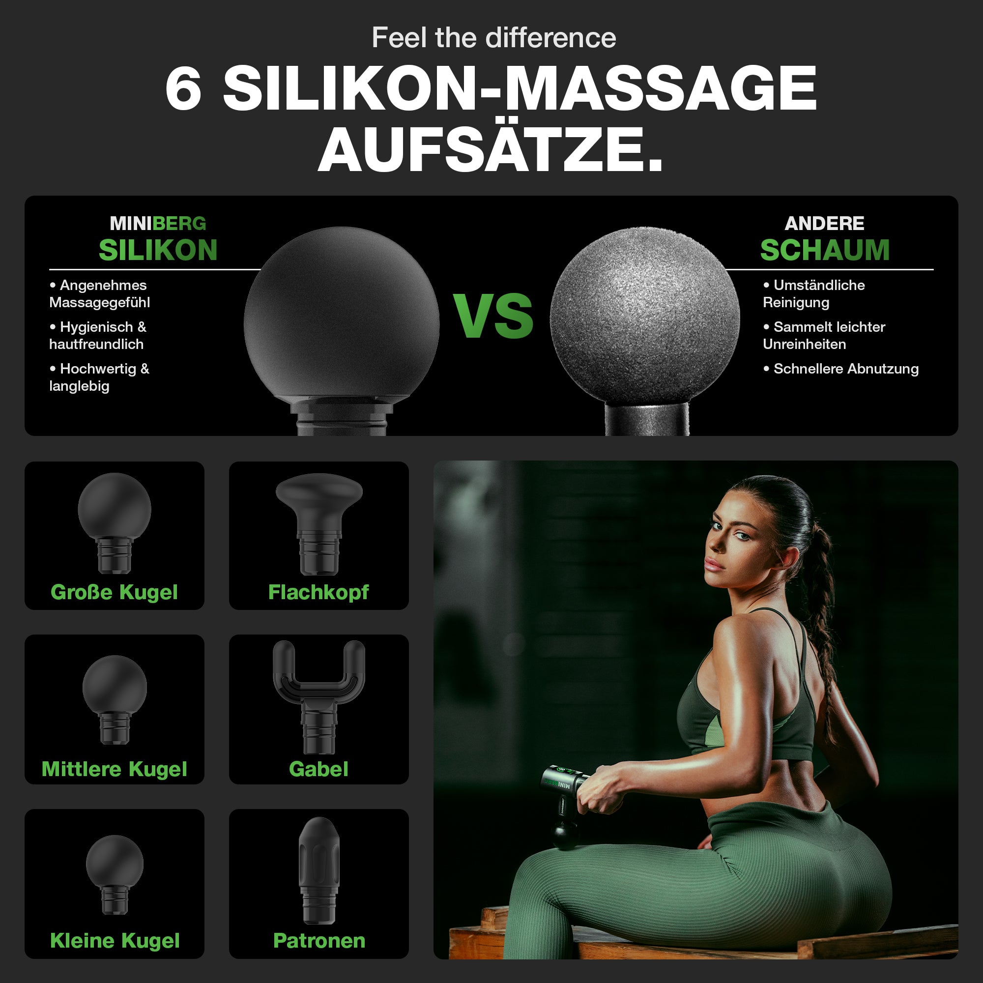 6 silicone attachments for deep tissue massager Miniberg
