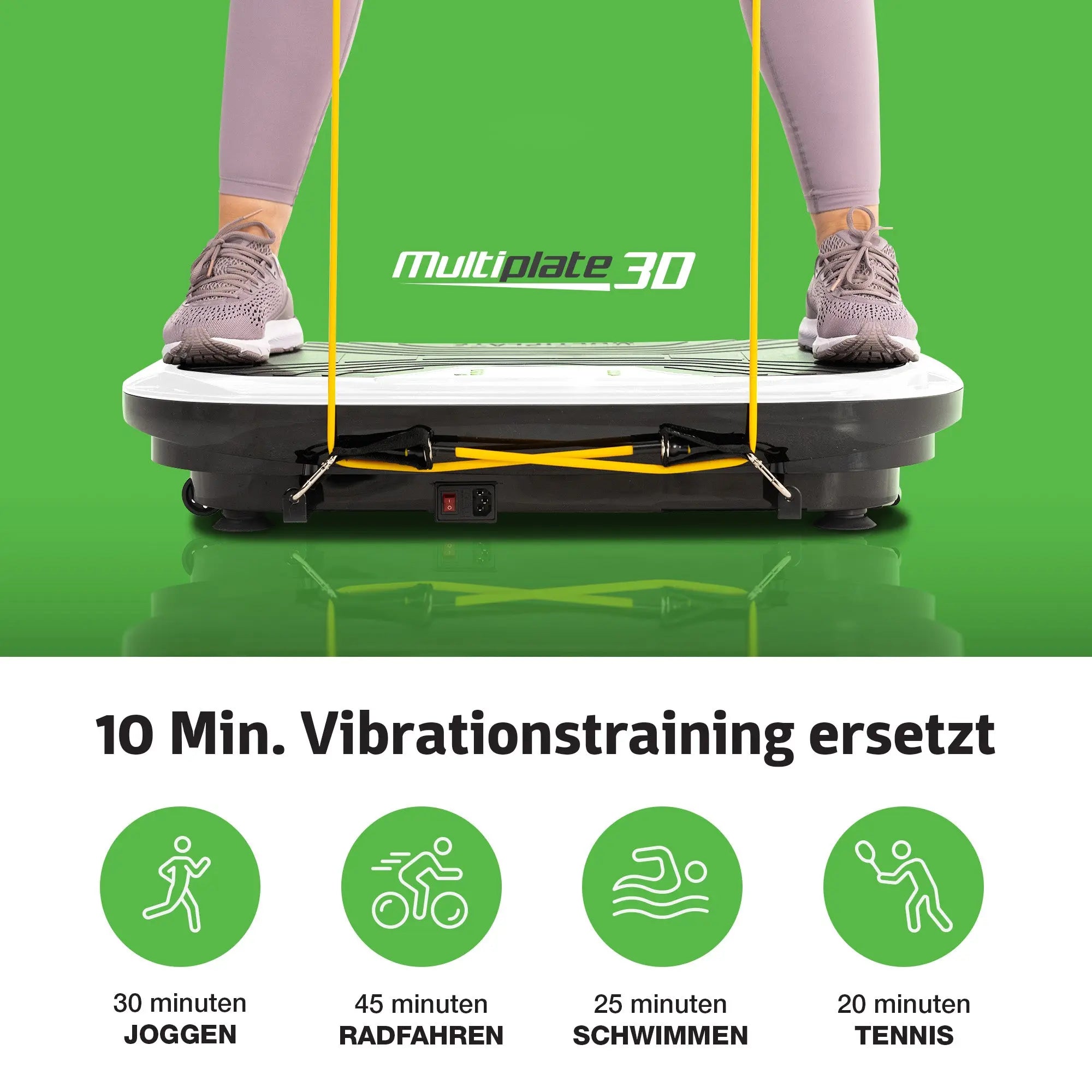 Vibrationstraining mit Thera Vibroplatte und Sportsitz: 10 Minuten ersetzt 30 Minuten Joggen, 45 Minuten Radfahren, 25 Minuten Schwimmen