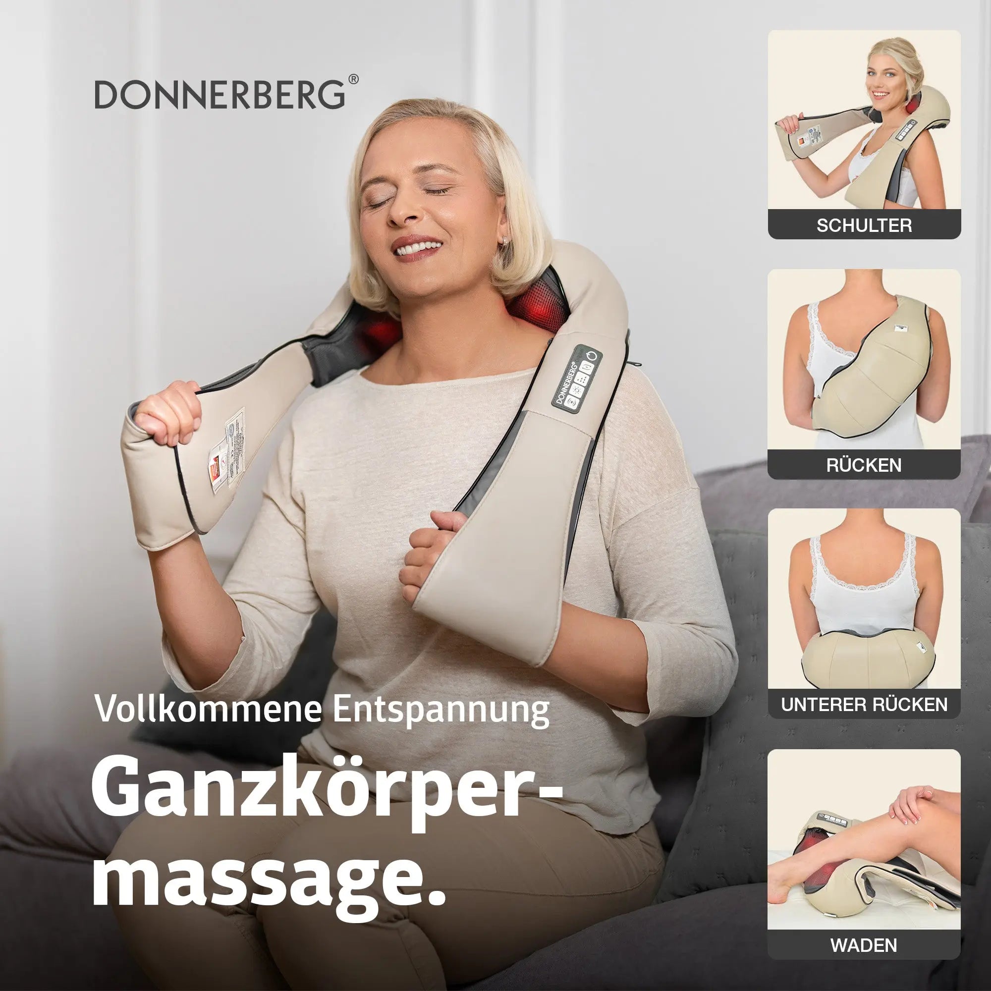 Nackenmassagegerät und Kissen: Ganzkörpermassage beige