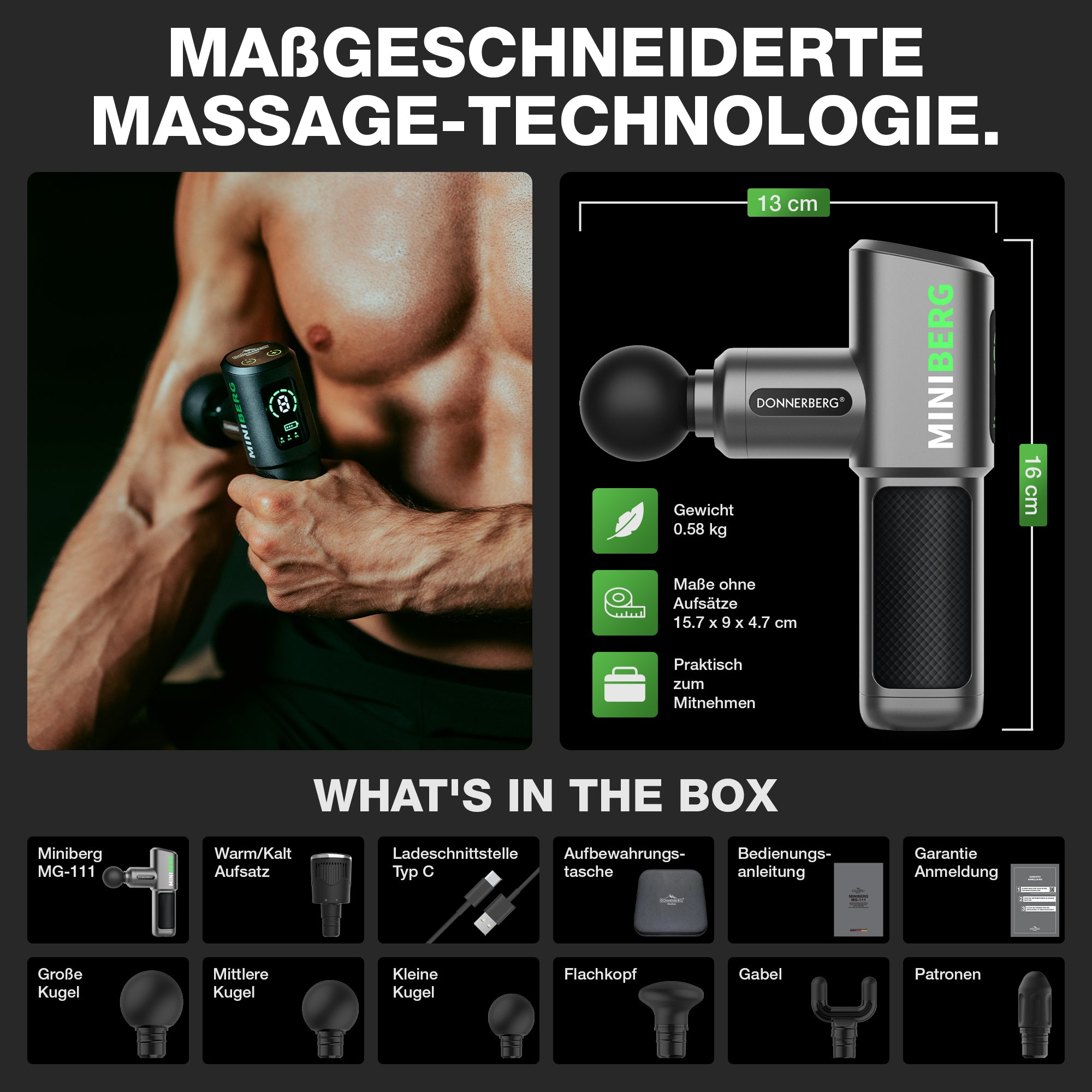 Massage gun Miniberg what’s in the box