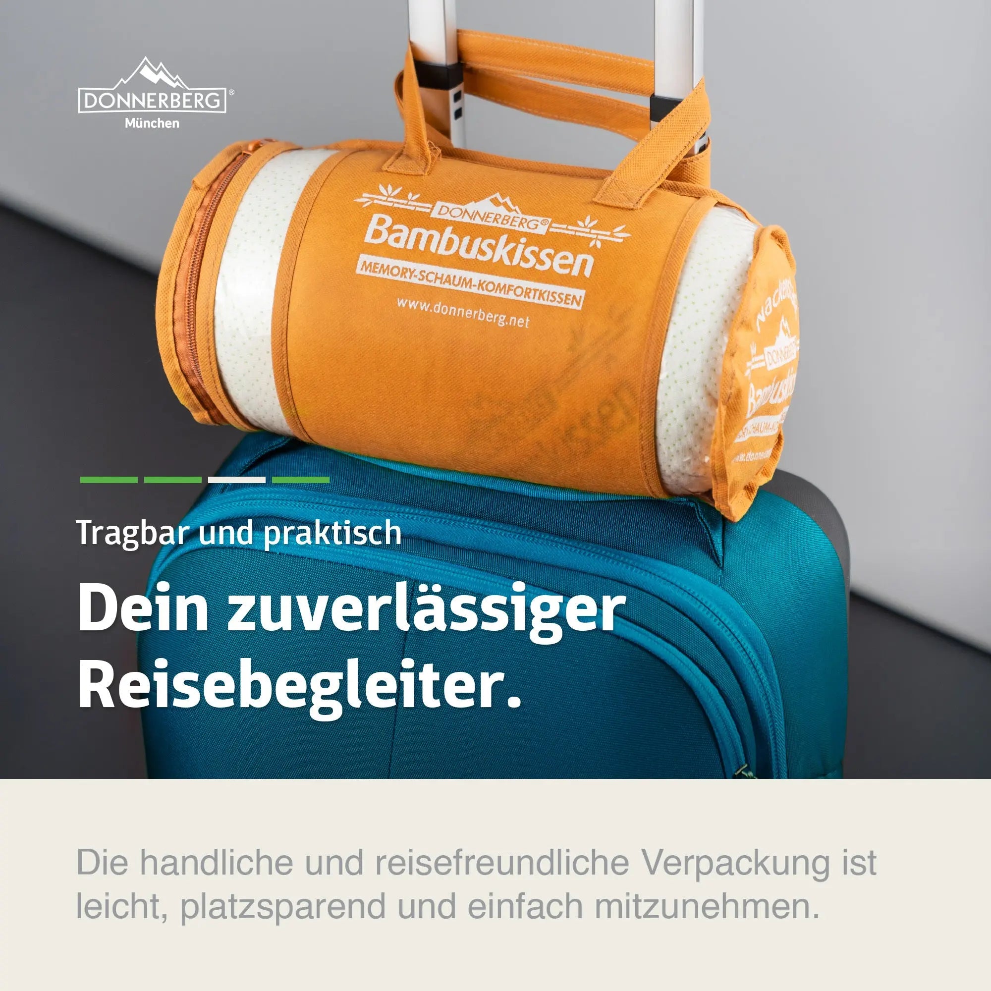 Travel neck pillow placed on a suitcase