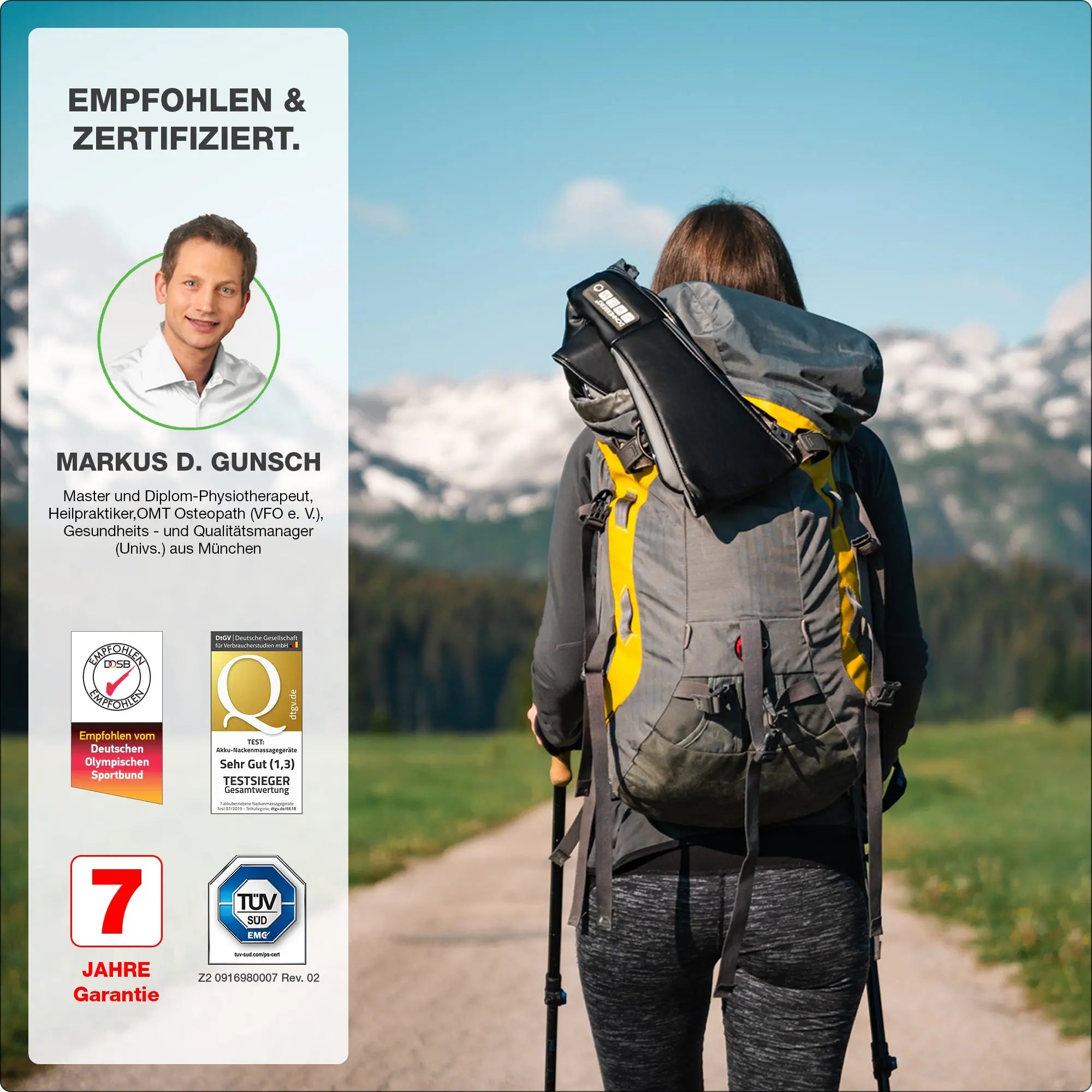 Das Premium kabelloses Nackenmassagegerät mit Akku. Empfohlen und zertifiziert.