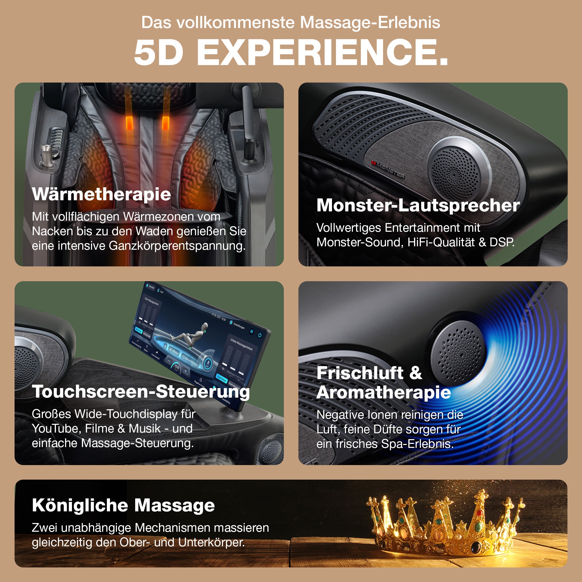 Donnerberg COMO Massage Chair mit 5D-Massagetechnologie und Zero-Gravity Funktion
