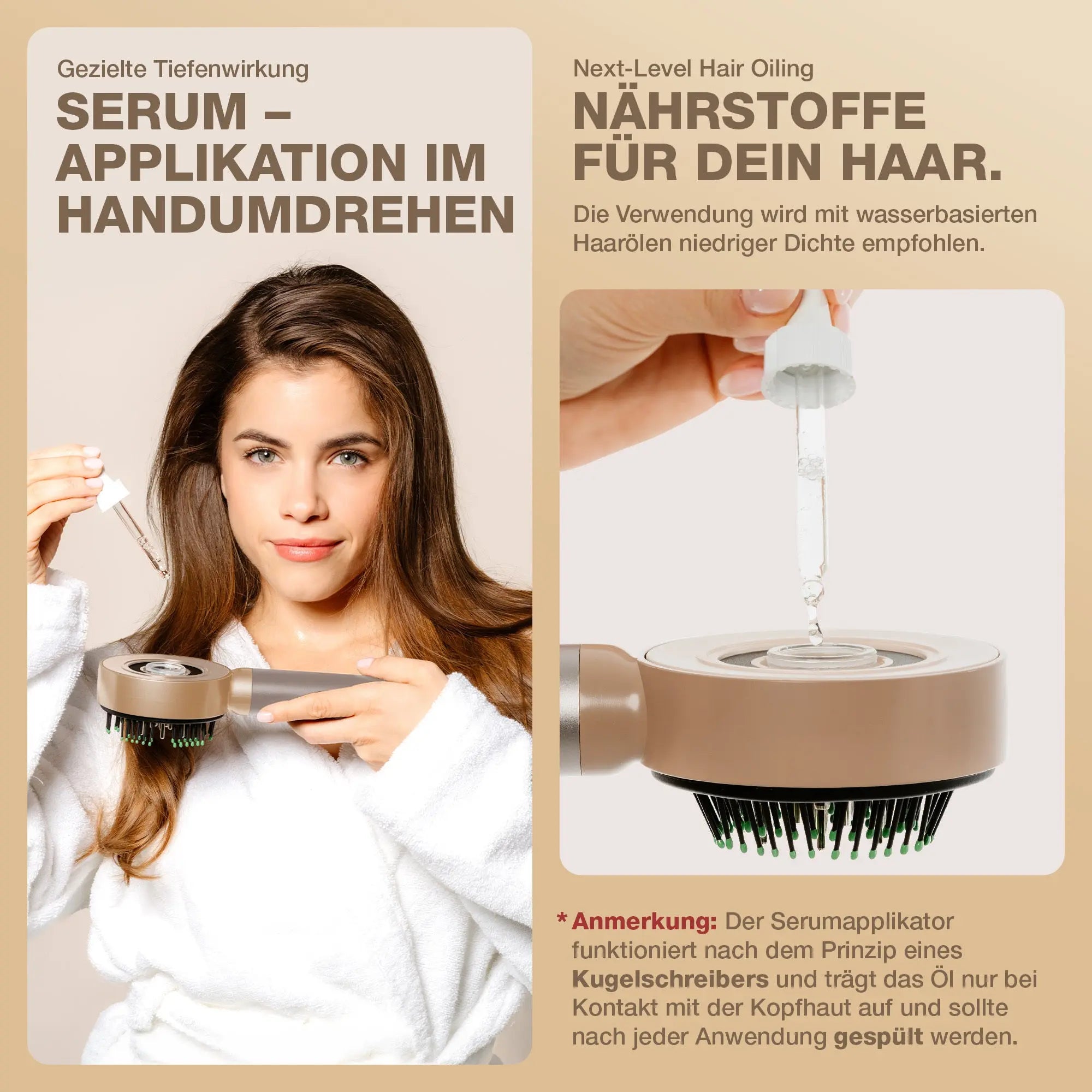 Serum Applikation für gezielte Tiefenwirkung beige