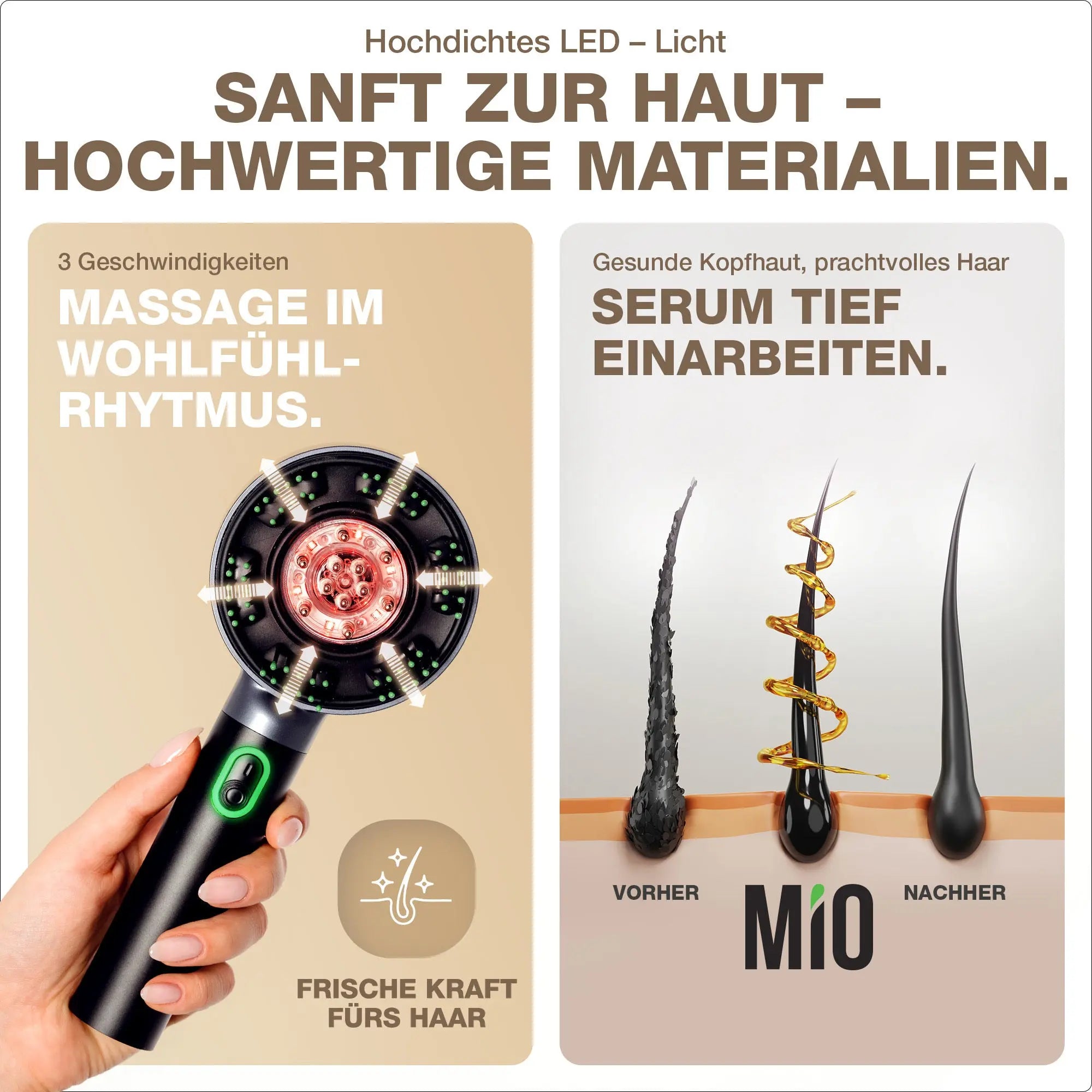 Kopfmassagebürste mit Rotlicht MIO - Donnerberg black