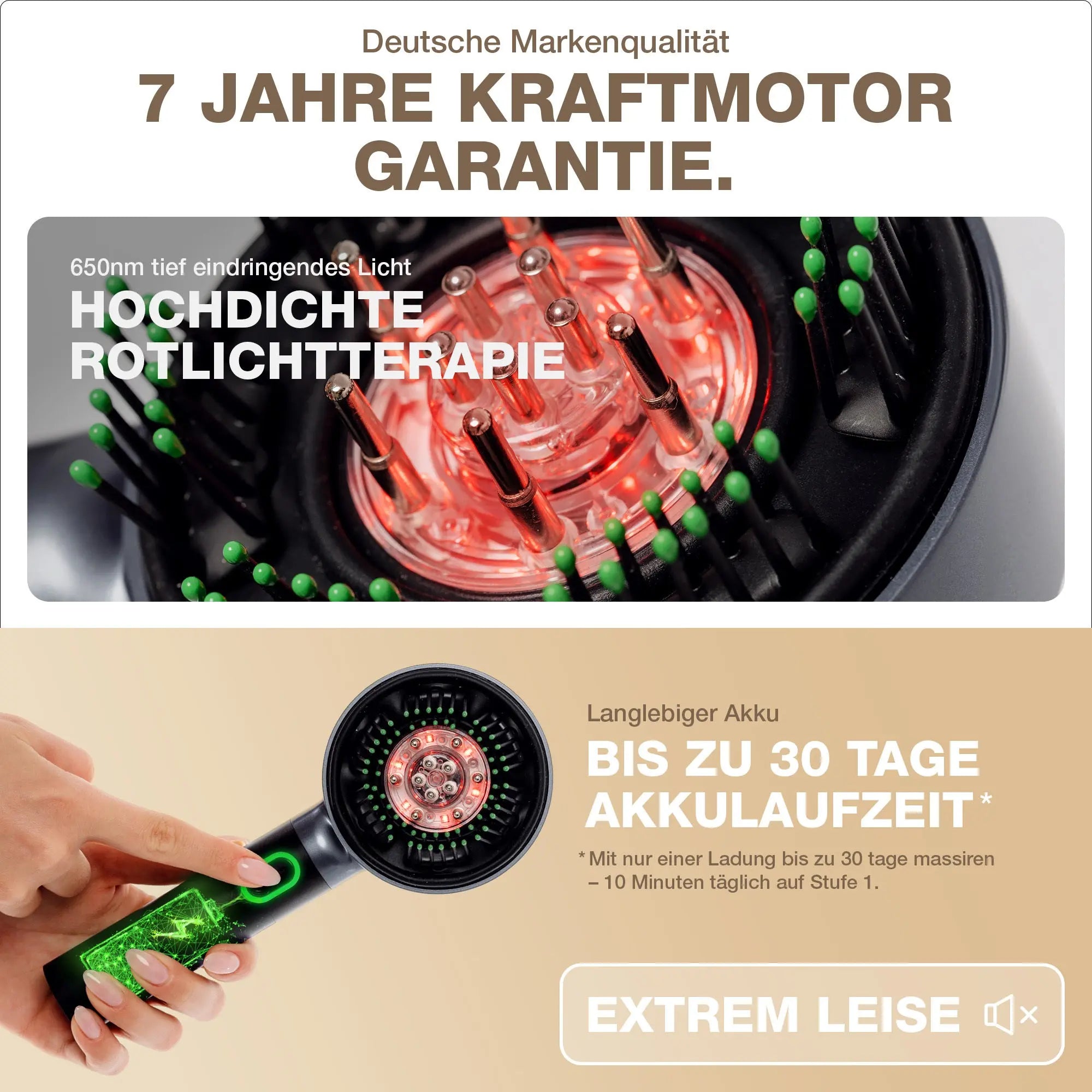 Kopfmassagebürste mit Rotlicht MIO - Donnerberg black