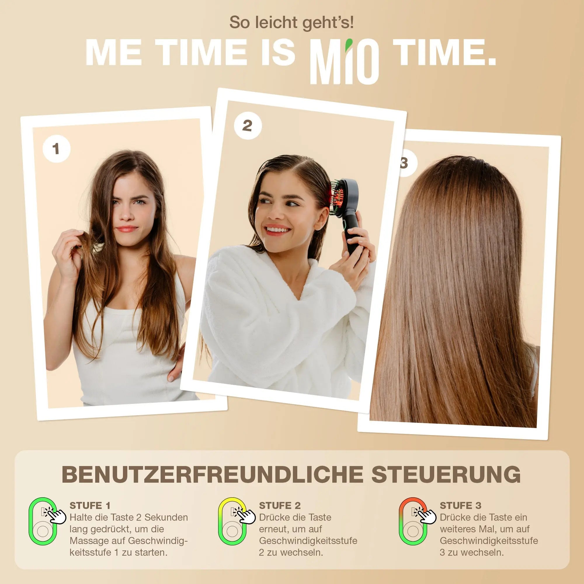 Kopfmassagebürste mit Rotlicht MIO - Donnerberg black