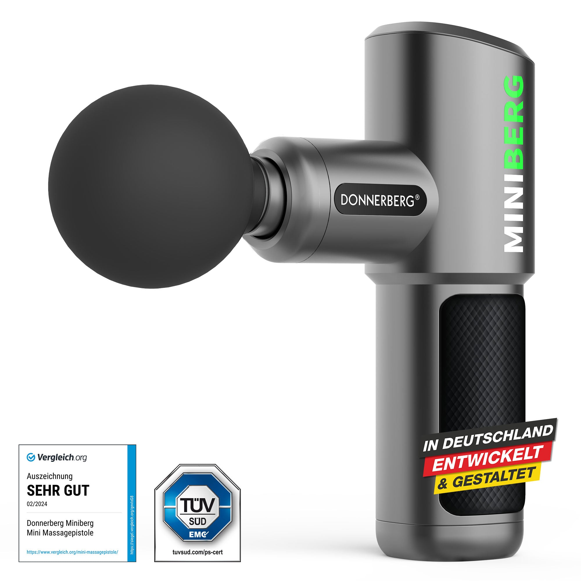 MINIBERG Massagepistole mit Kugelaufsatz zur Muskelentspannung und Regeneration