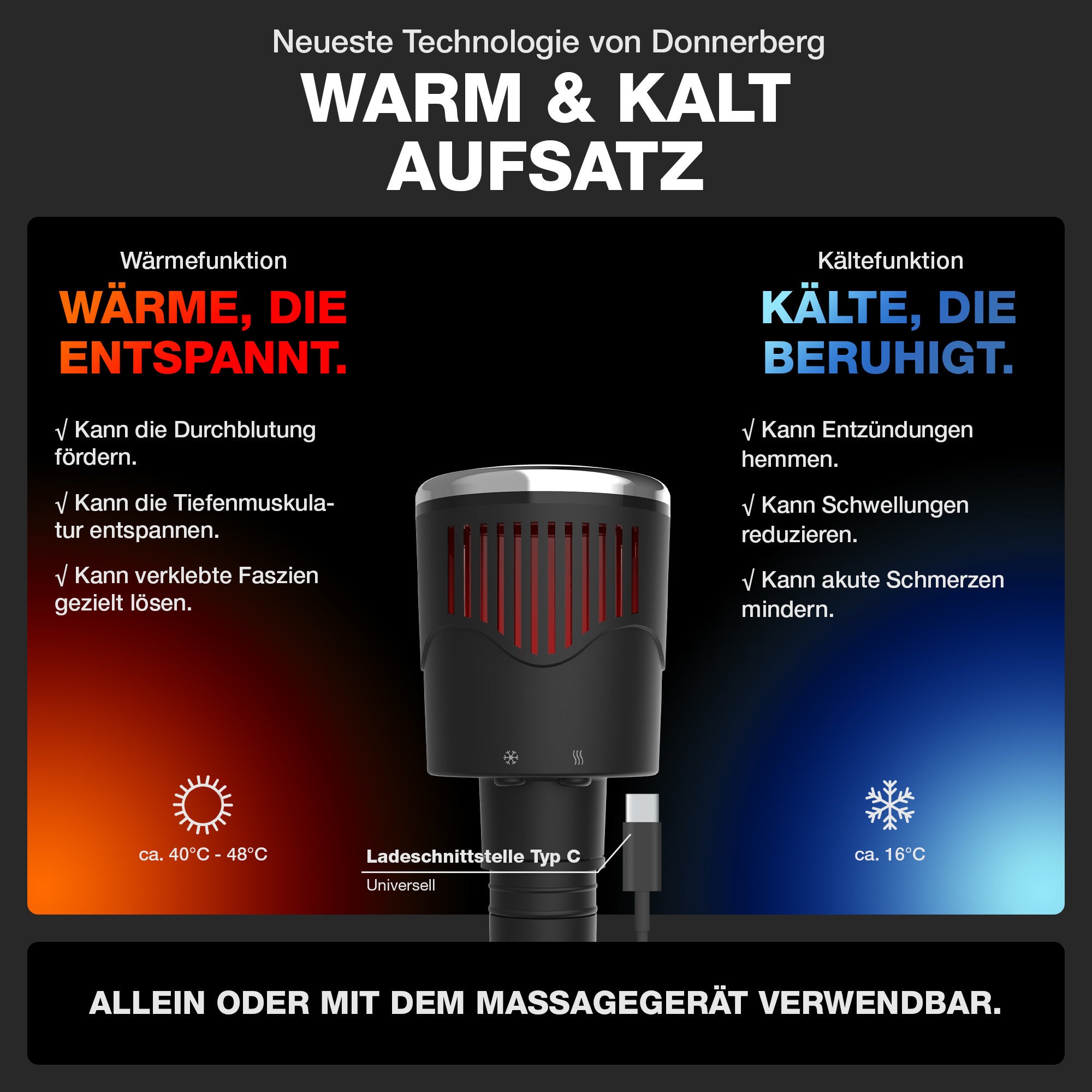 Donnerberg® Wärme- und Kälteaufsatz für Massagepistolen