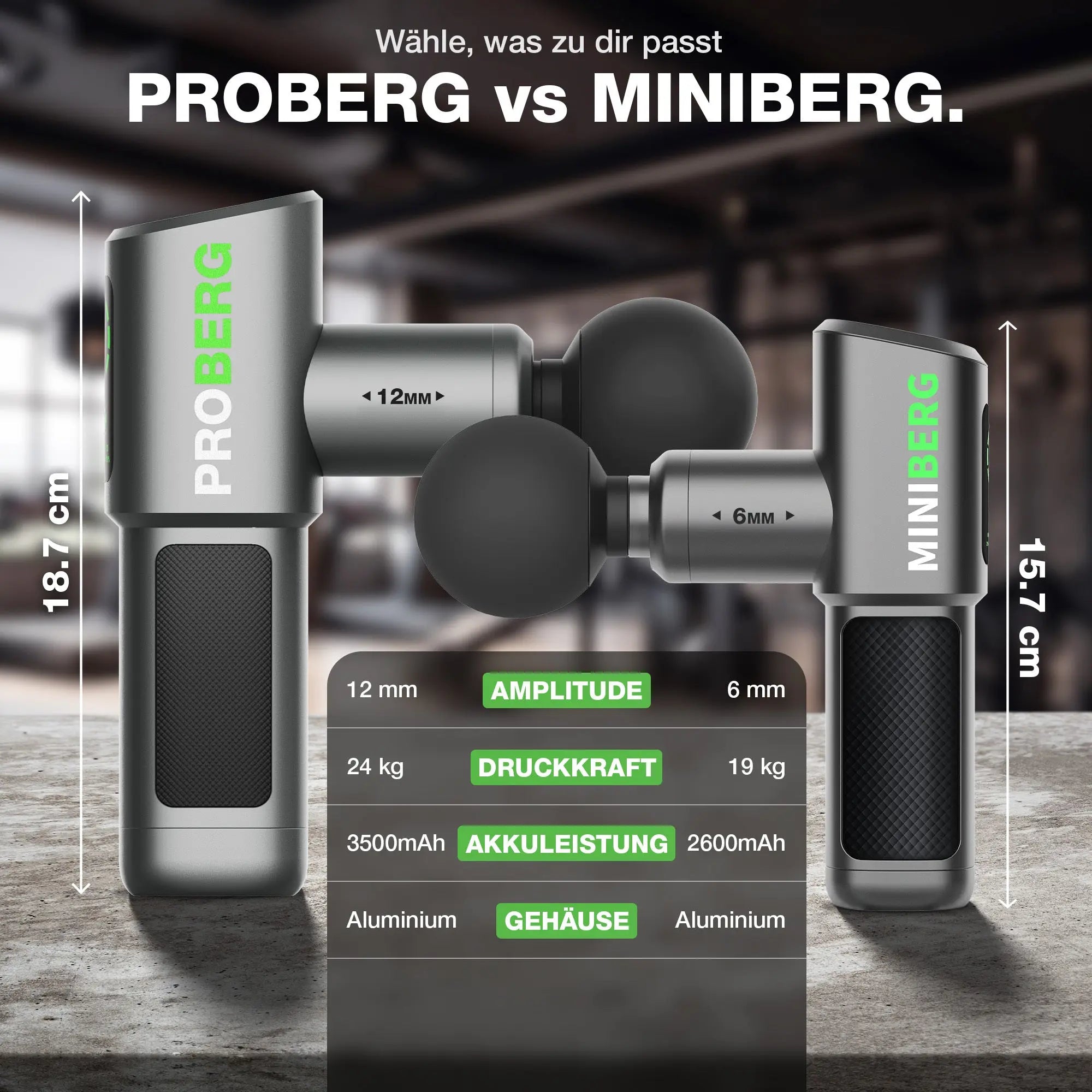 Miniberg vs. proberg Massagepistole von Donnerberg