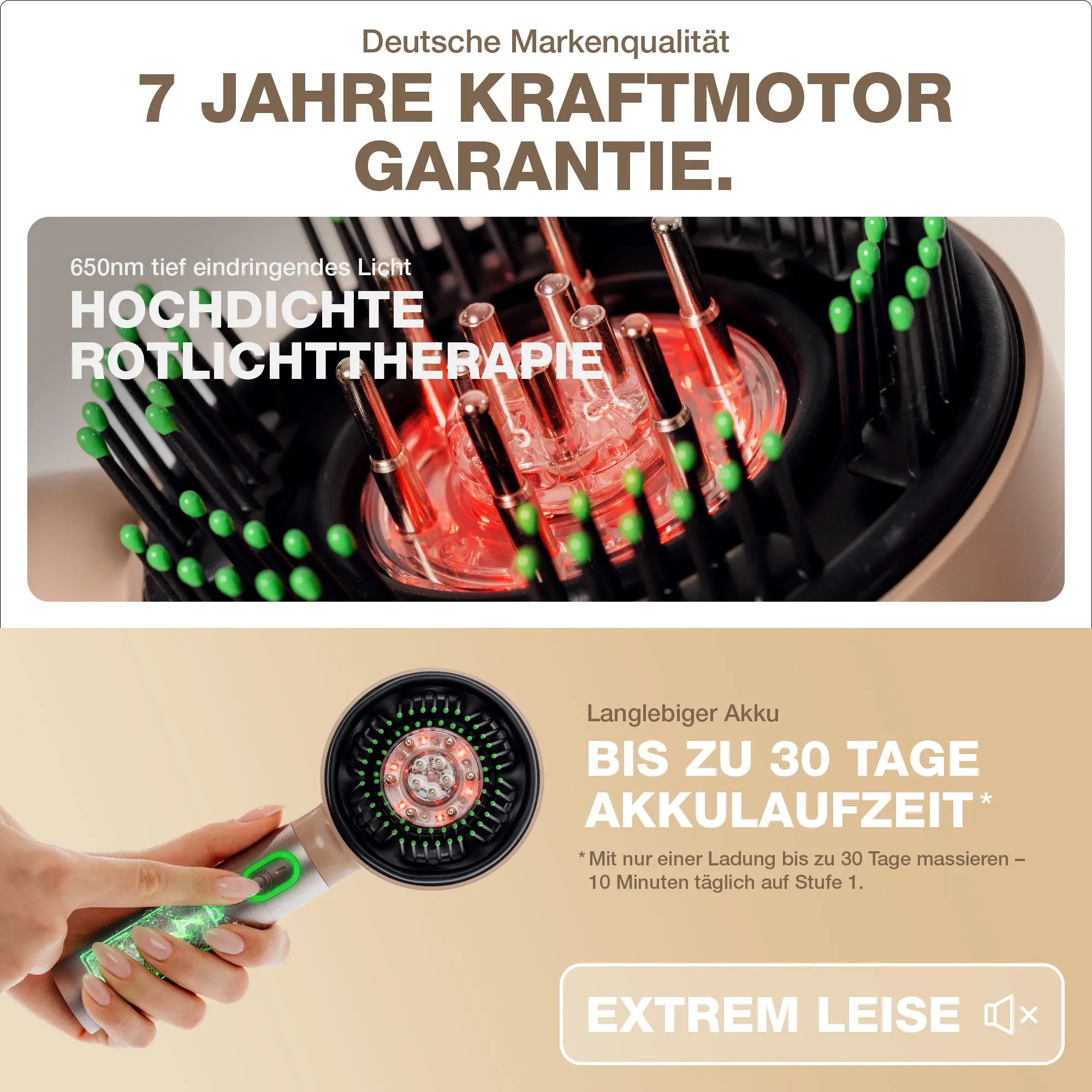 Hochdichte Rotlichttherapie für Kopfmassage beige