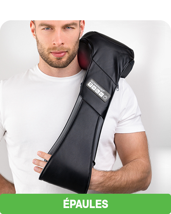 Auto-massage des épaules et et du cou avec le masseur à percussion Klopfy