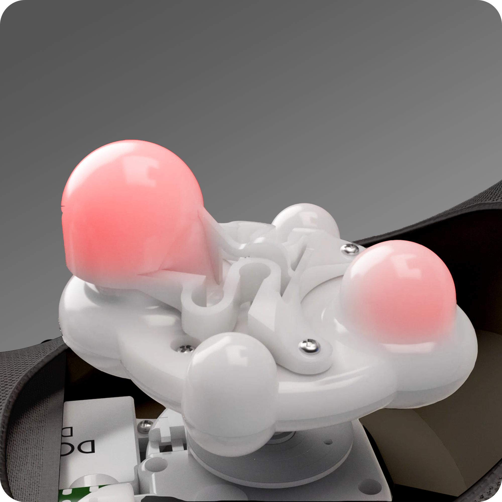 Le masseur à percussion Klopfy dispose de huit têtes de massage 4D à chaleur infrarouge et de deux boules supplémentaires pour le massage par tapotement.