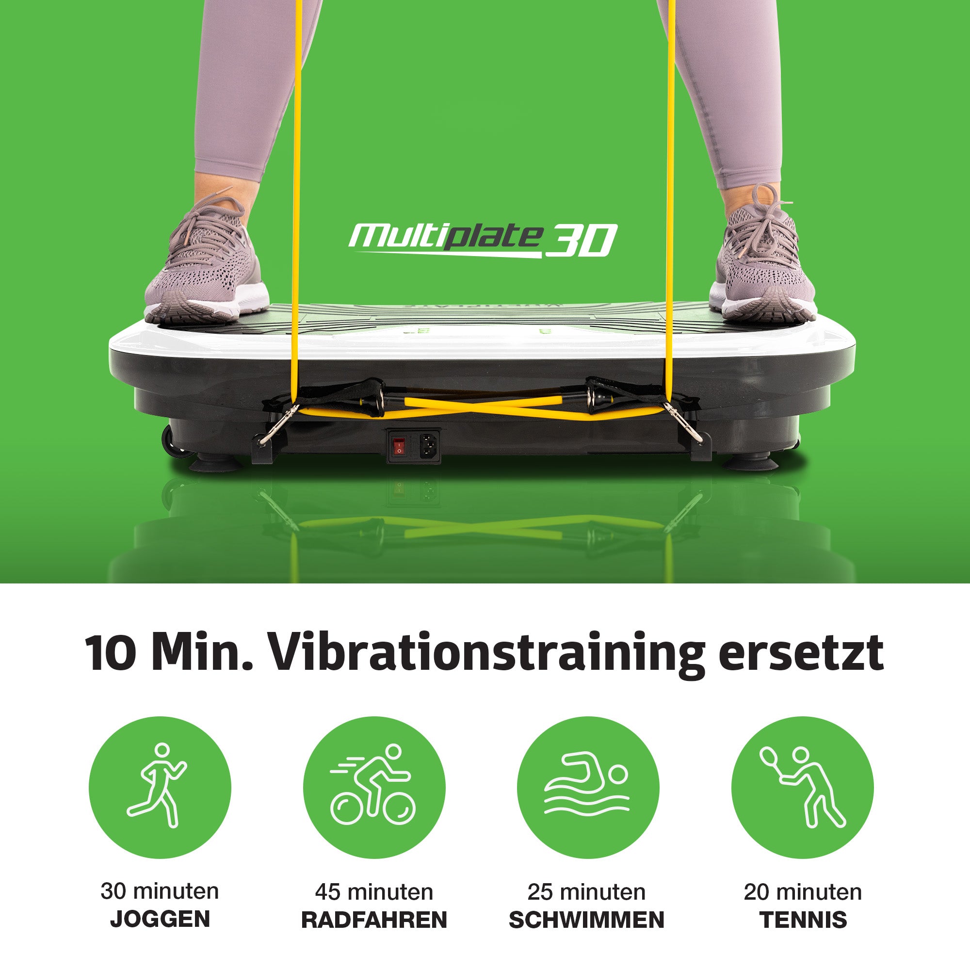 Vibrationstraining  mit Thera Vibroplatte und Sportsitz: 10 Minuten ersetzt 30 Minuten Joggen, 45 Minuten Radfahren, 25 Minuten Schwimmen