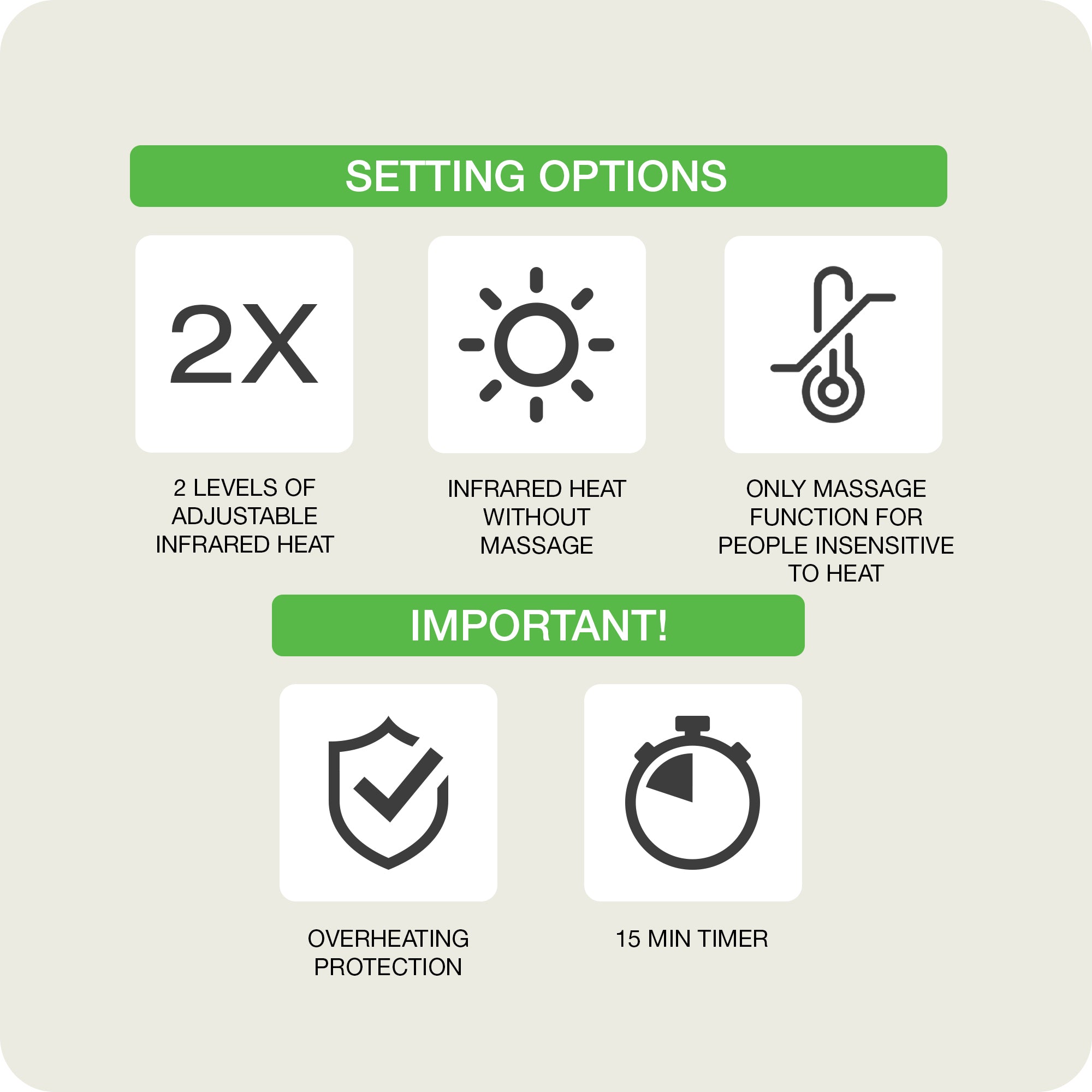 setting options for heating function