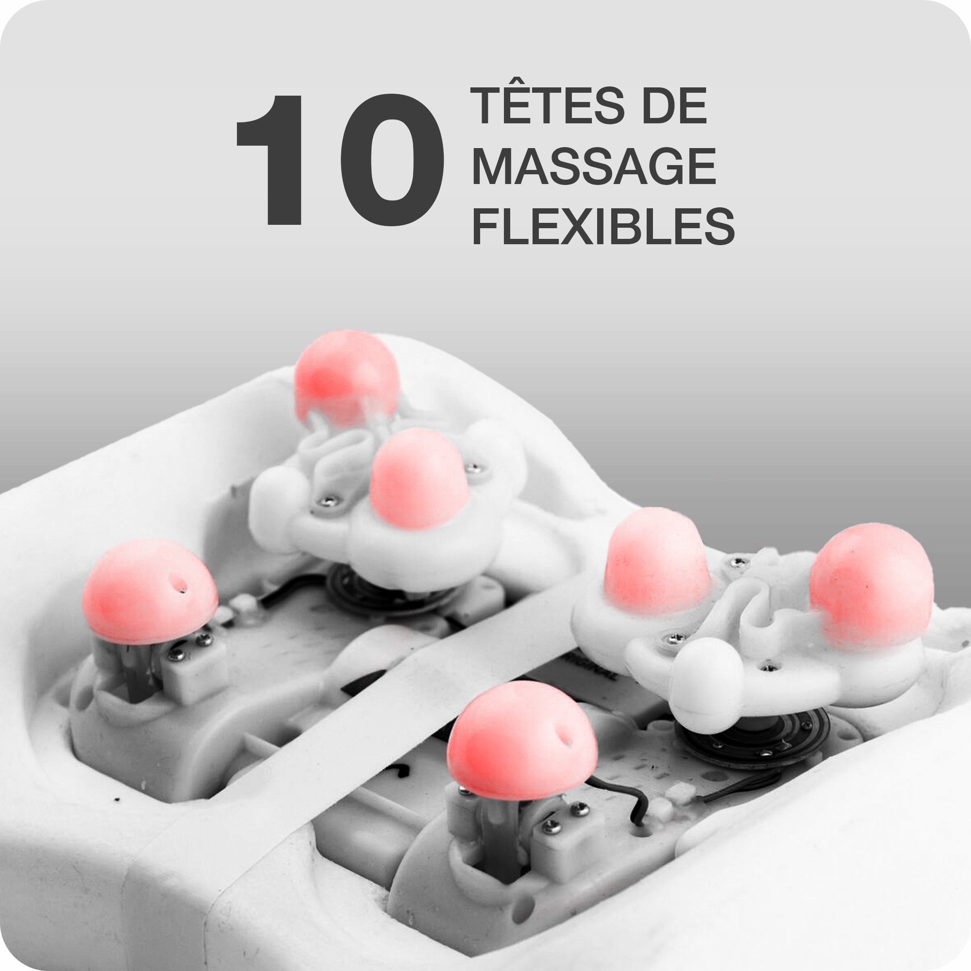 Coussin massant Krafty avec 10 têtes de massage flexibles
