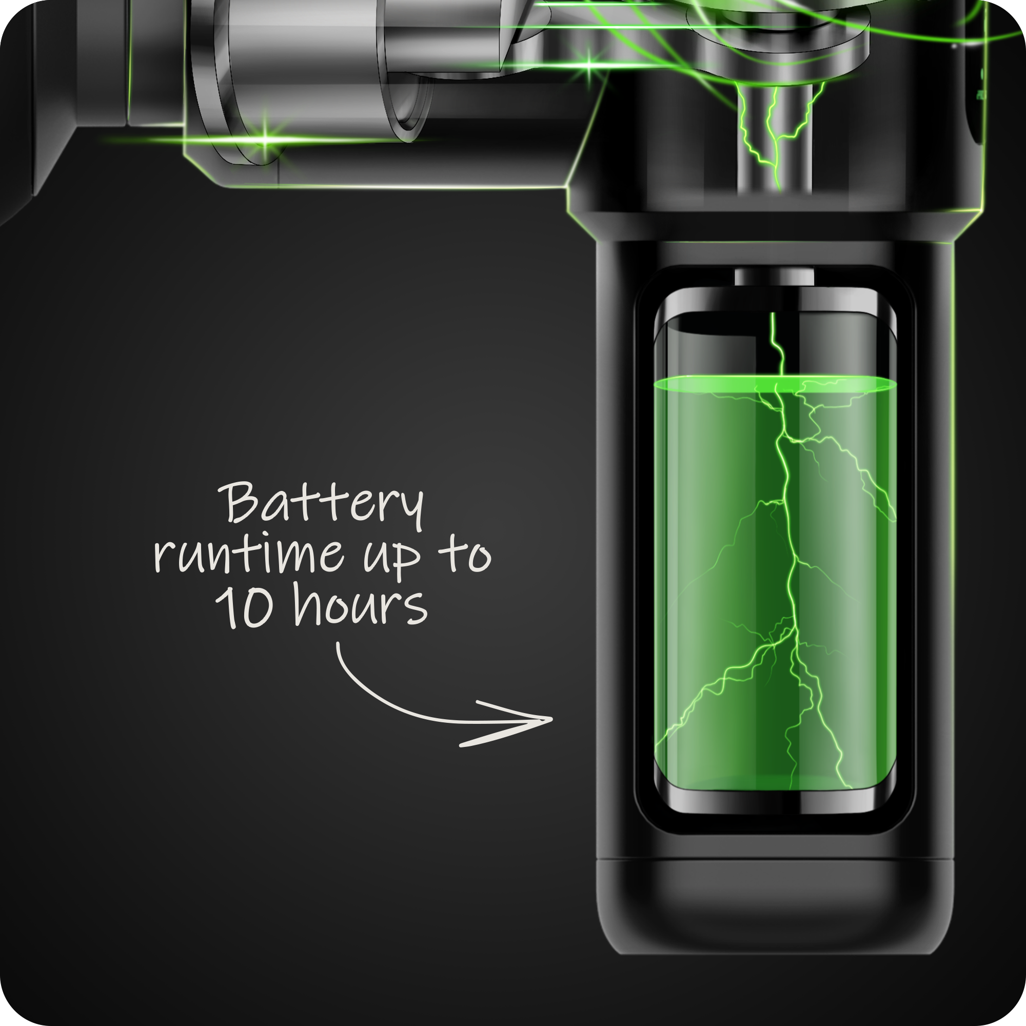 deep tissue massage gun powered by long-lasting Samsung battery