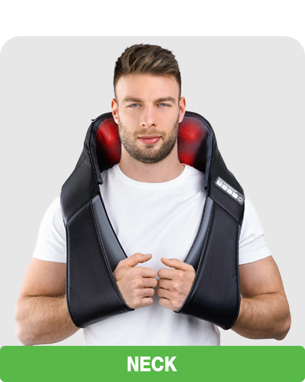 neck and back massager used on neck and shoulders