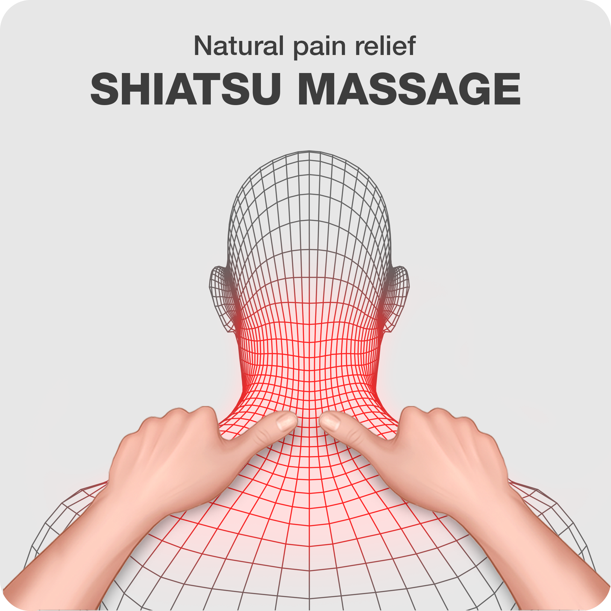 human hands performing shiatsu massage on neck muscles