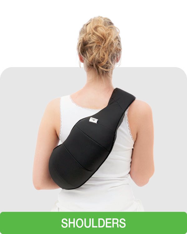 using electric neck massager on shoulders