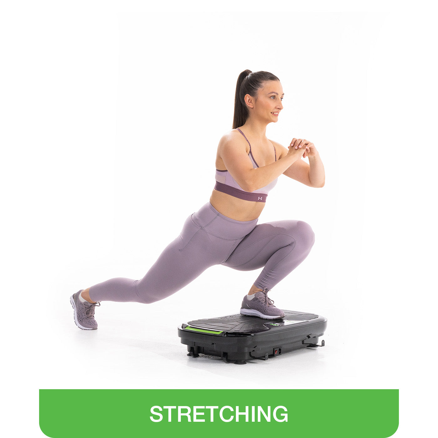 woman stretching on vibration plate